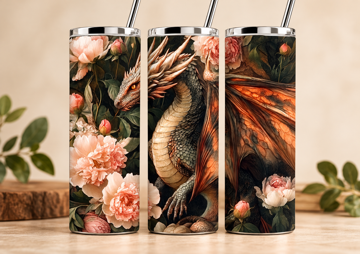 Dragon Among the Peonies Tumbler