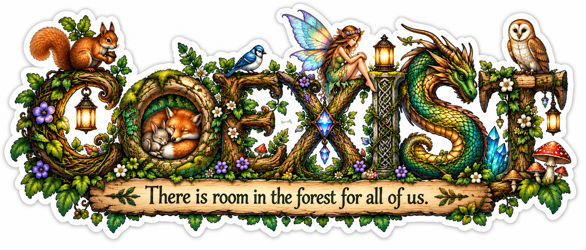 Enchanted Woodland Coexist Waterproof Sticker