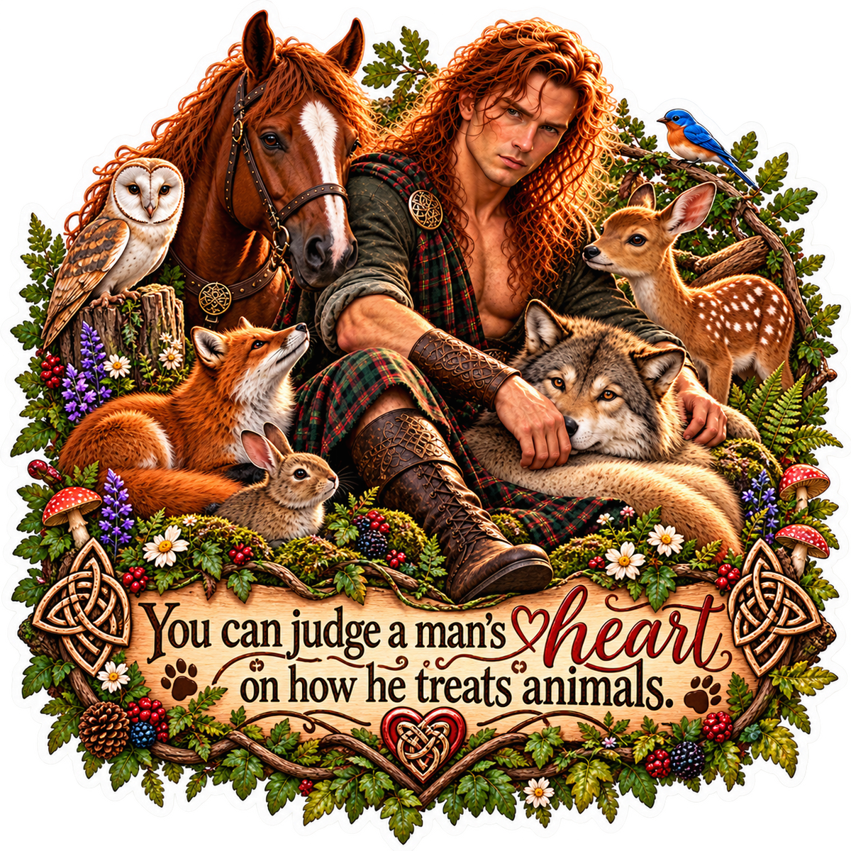 Highland Guardian – Celtic Woodland Animal Lover Sticker
