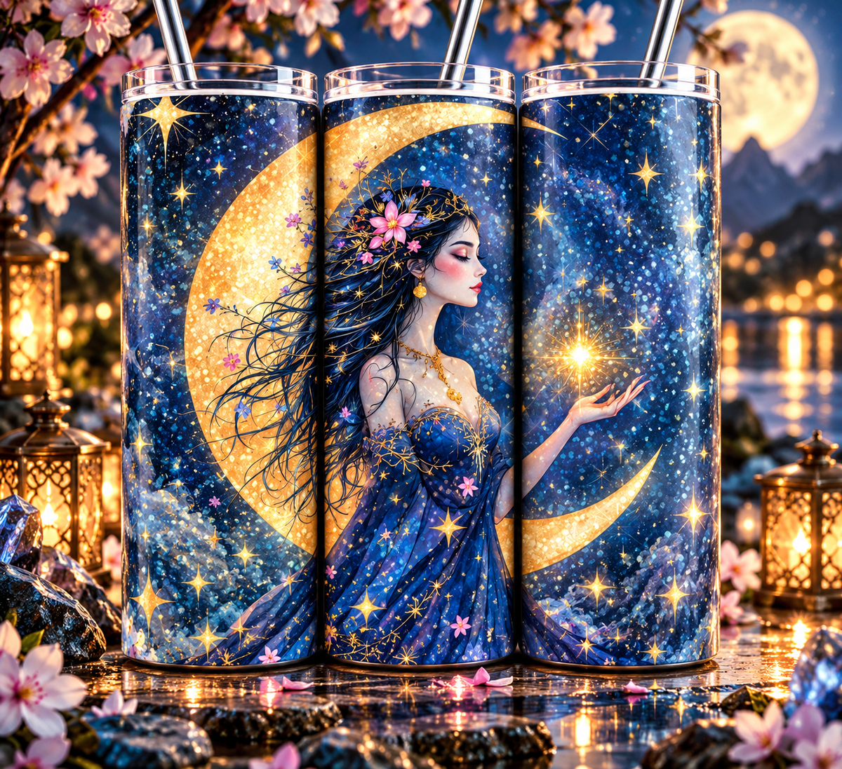 Moonlit Magic Glitter 20 oz Tumbler