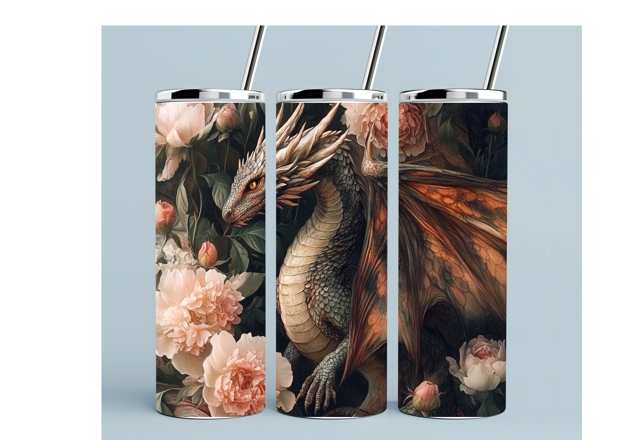 Dragon & Pink Roses Tumbler