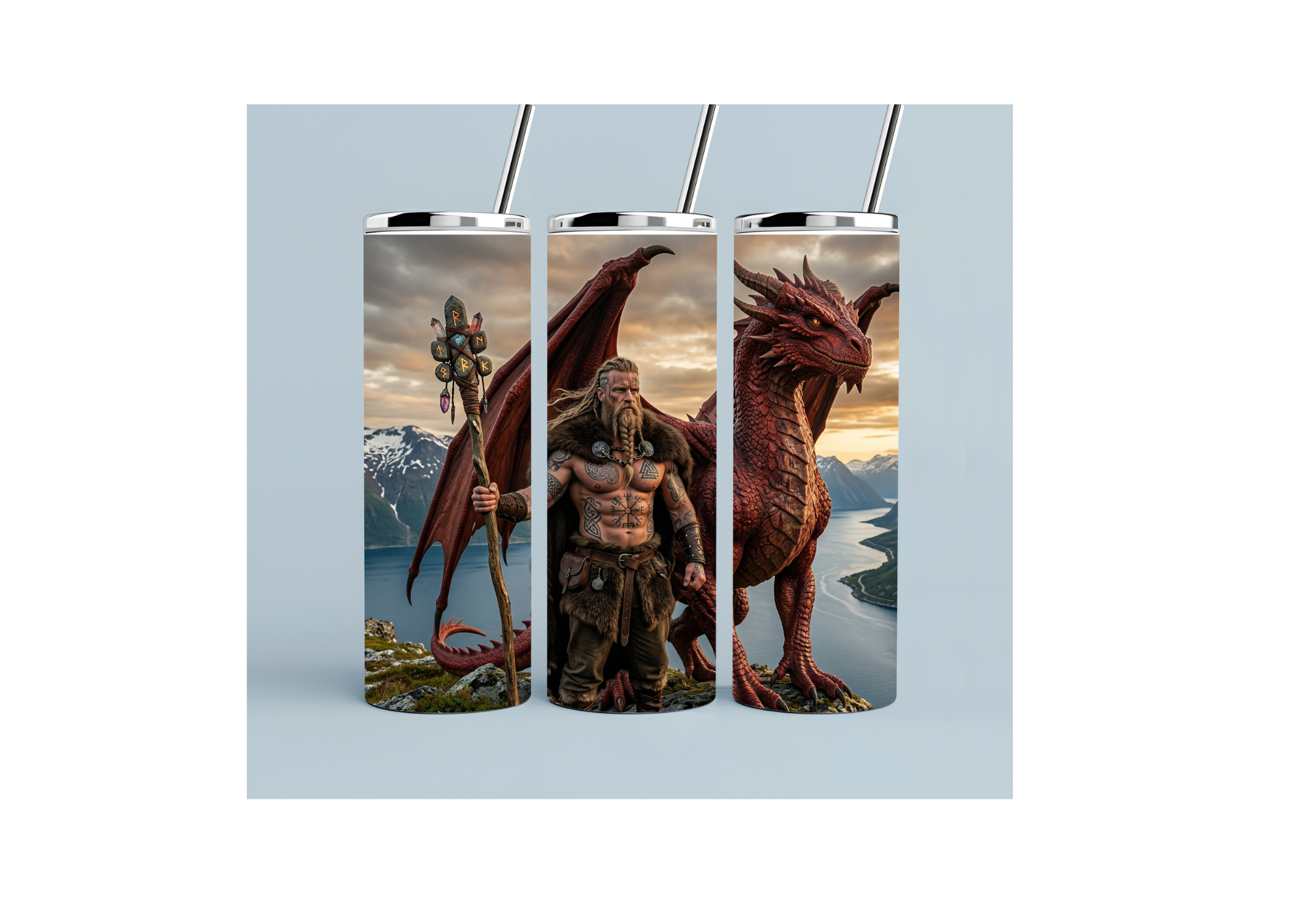 Strong Viking & Red Dragon 20oz Tumbler